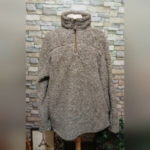 XL‎ Unisex Alpine Sherpa 1/4 Zip Pullover Sweater Thick Neutral Cottagecore